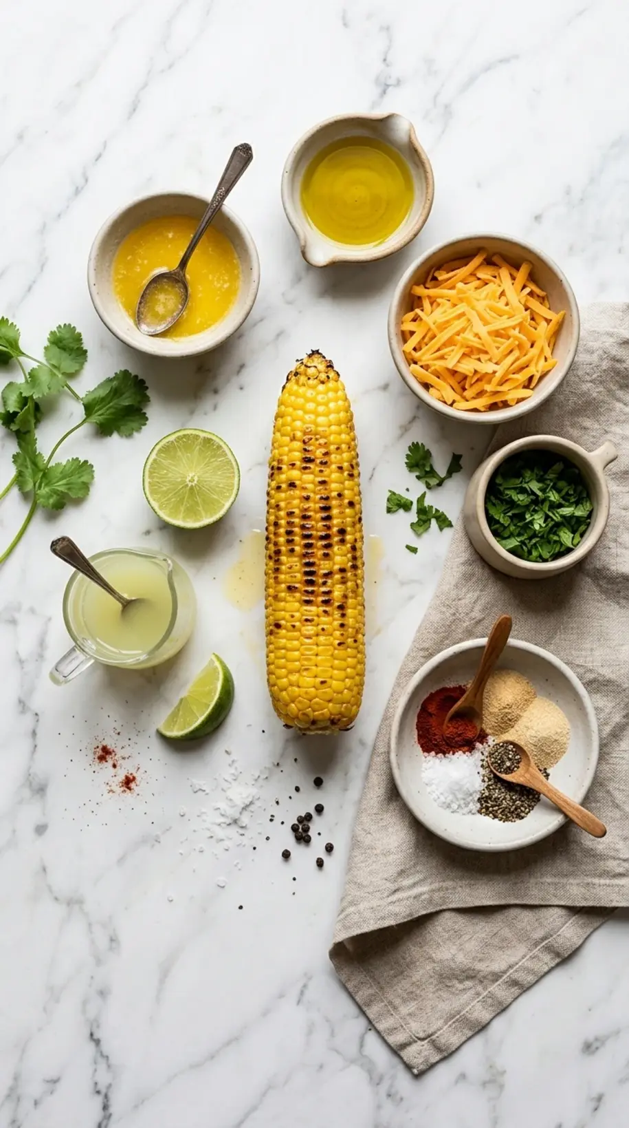 Ingredients for grilled corn on the cob party