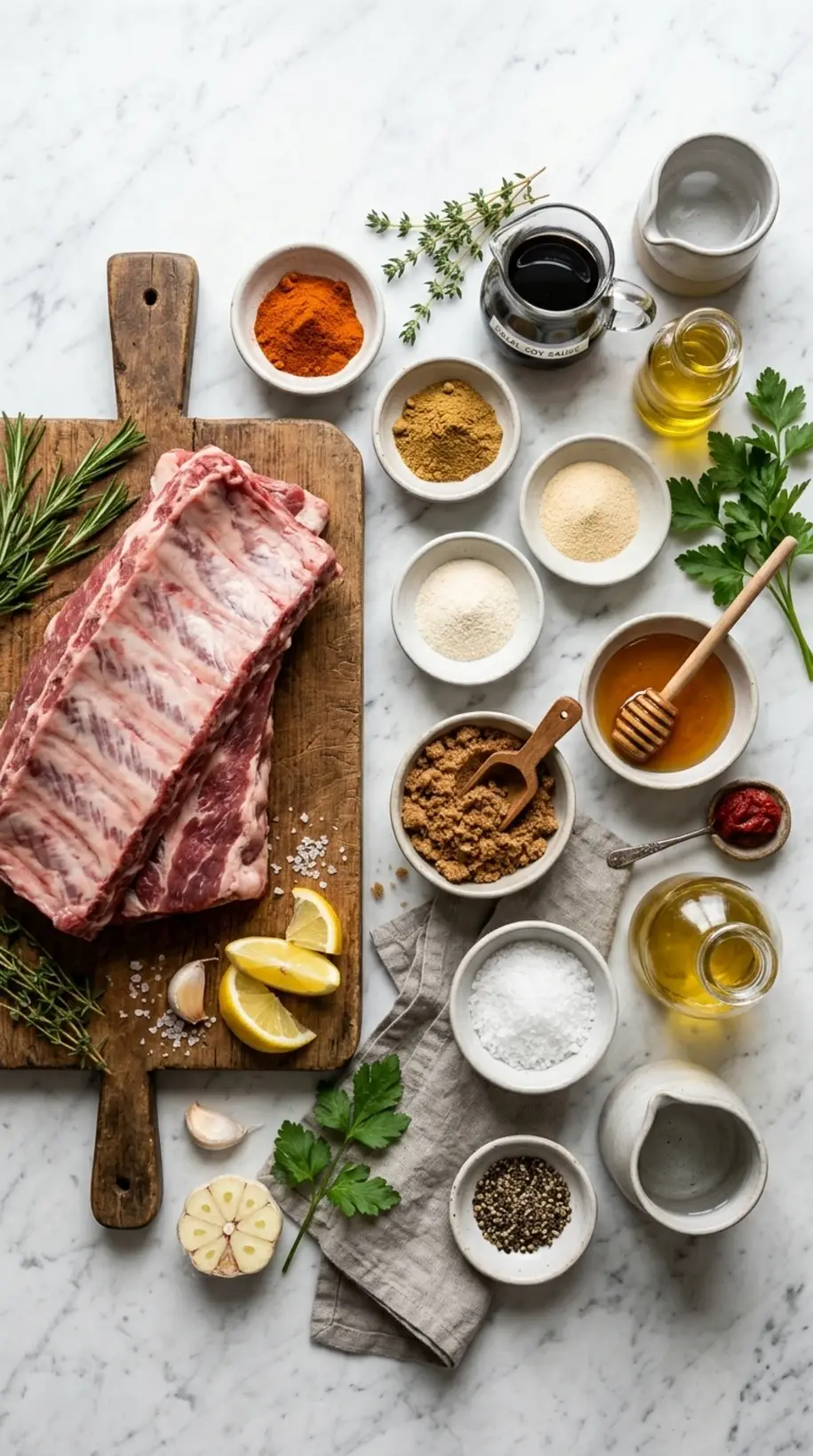 Ingredients for BBQ baby back ribs summer