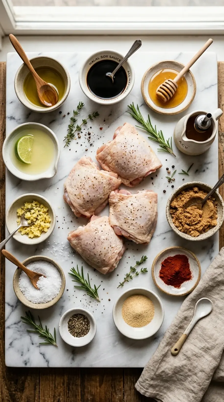 Ingredients for BBQ chicken thighs sticky