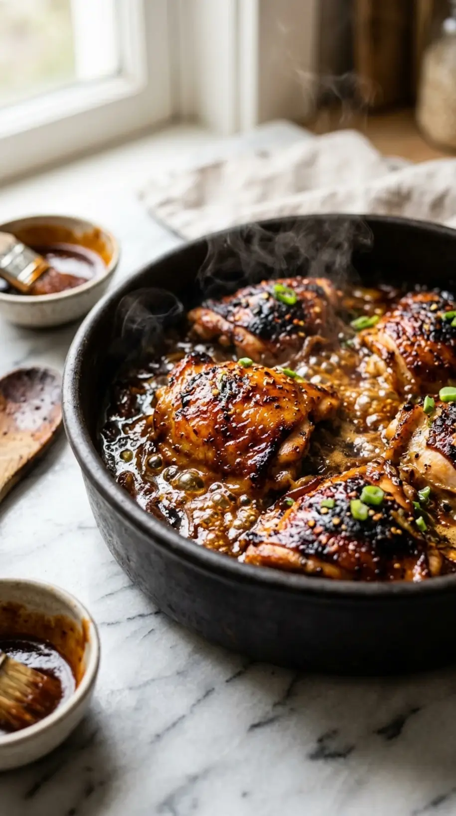 Step-by-step instructions for BBQ chicken thighs sticky