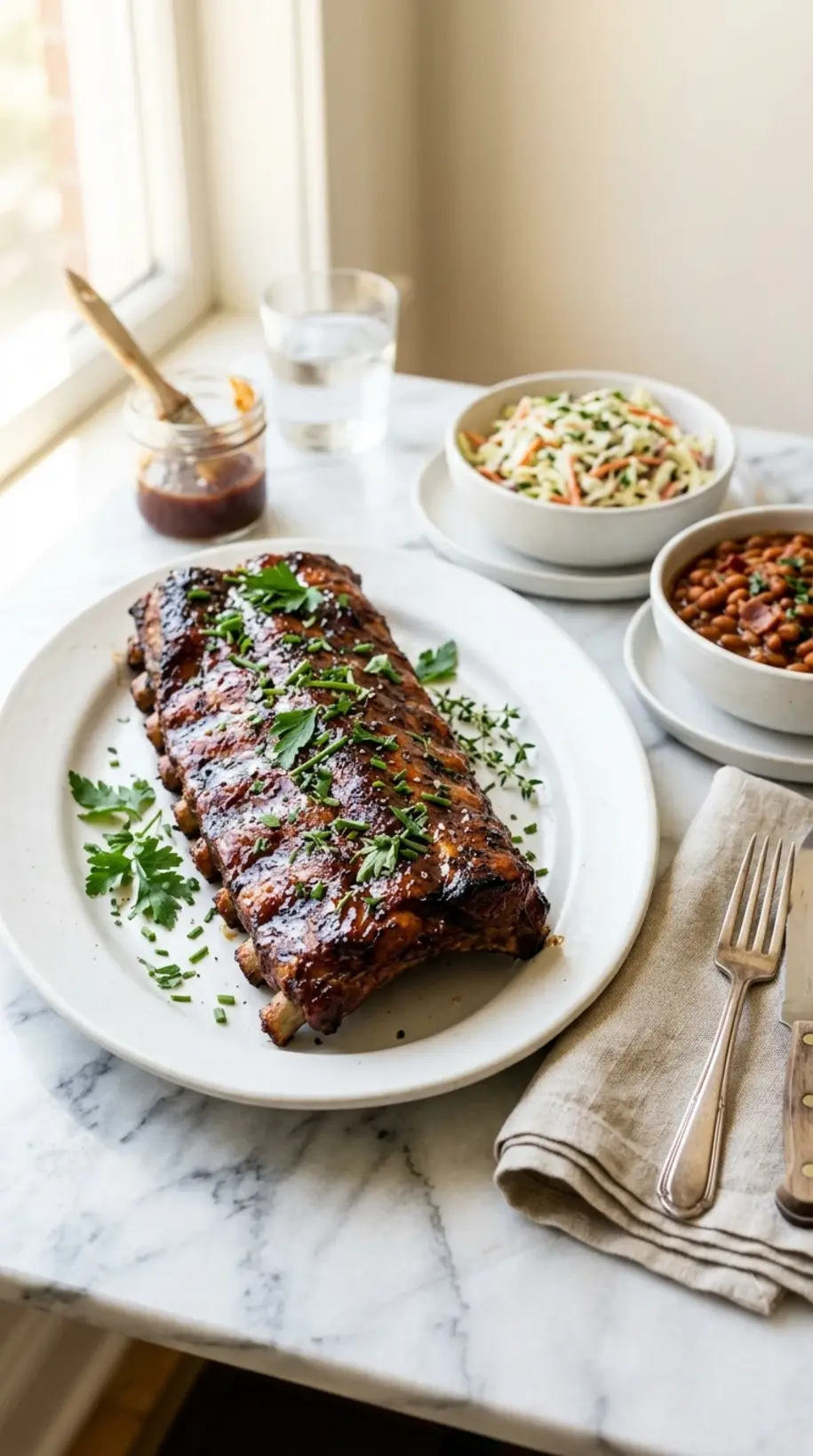 BBQ baby back ribs summer ready to serve