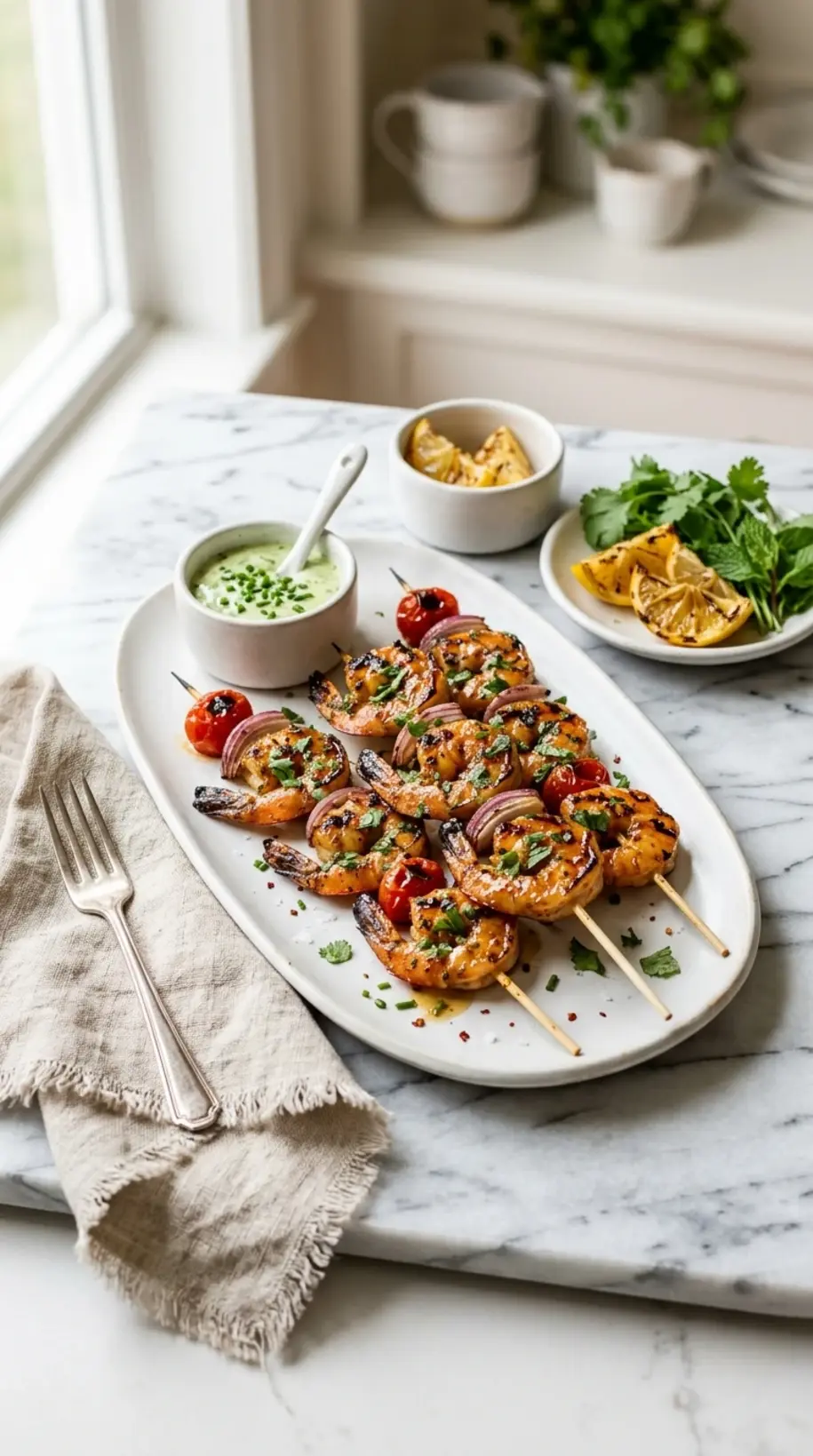 grilled shrimp skewers party ready to serve