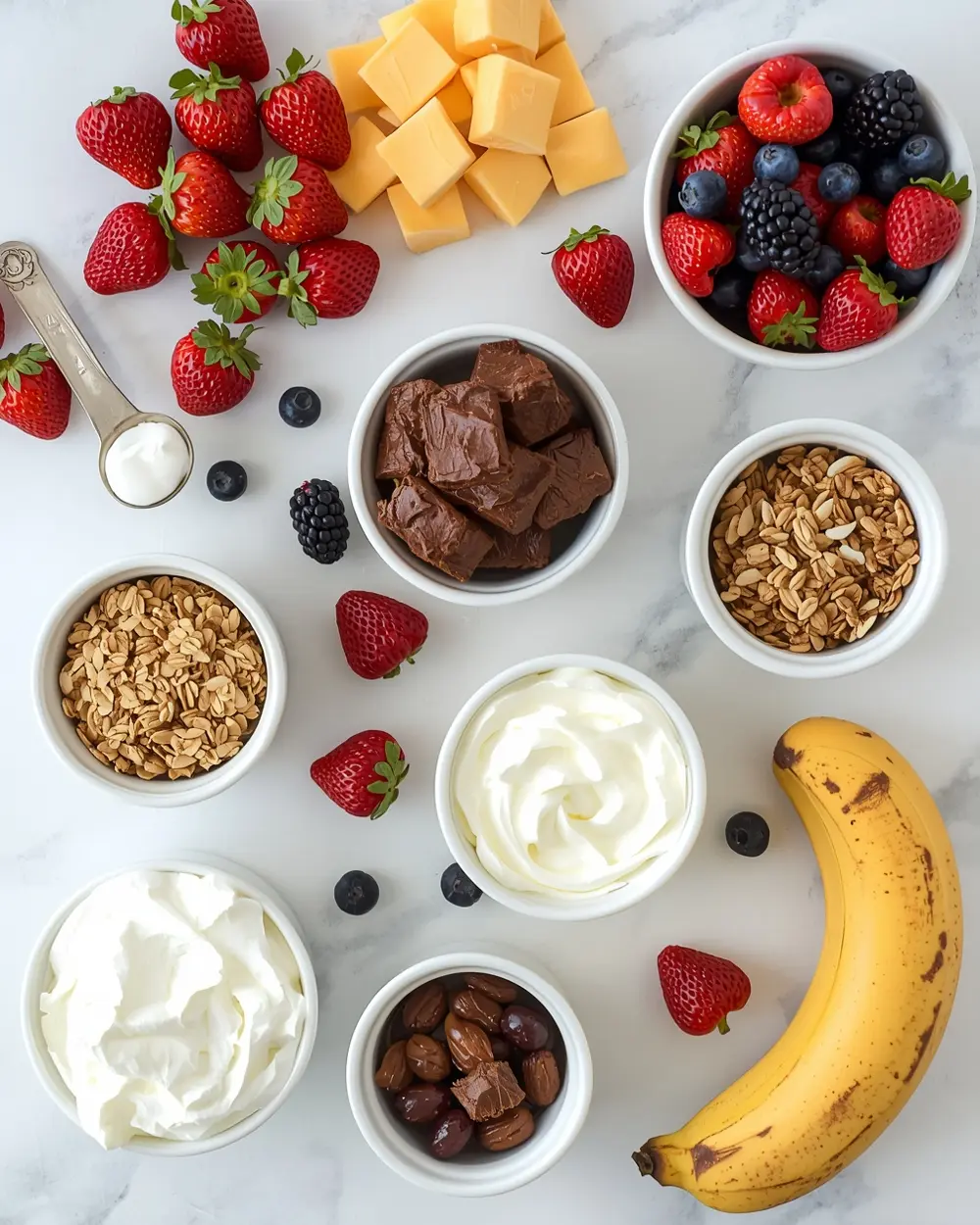 Ingredients for 4th of july dessert board sharing