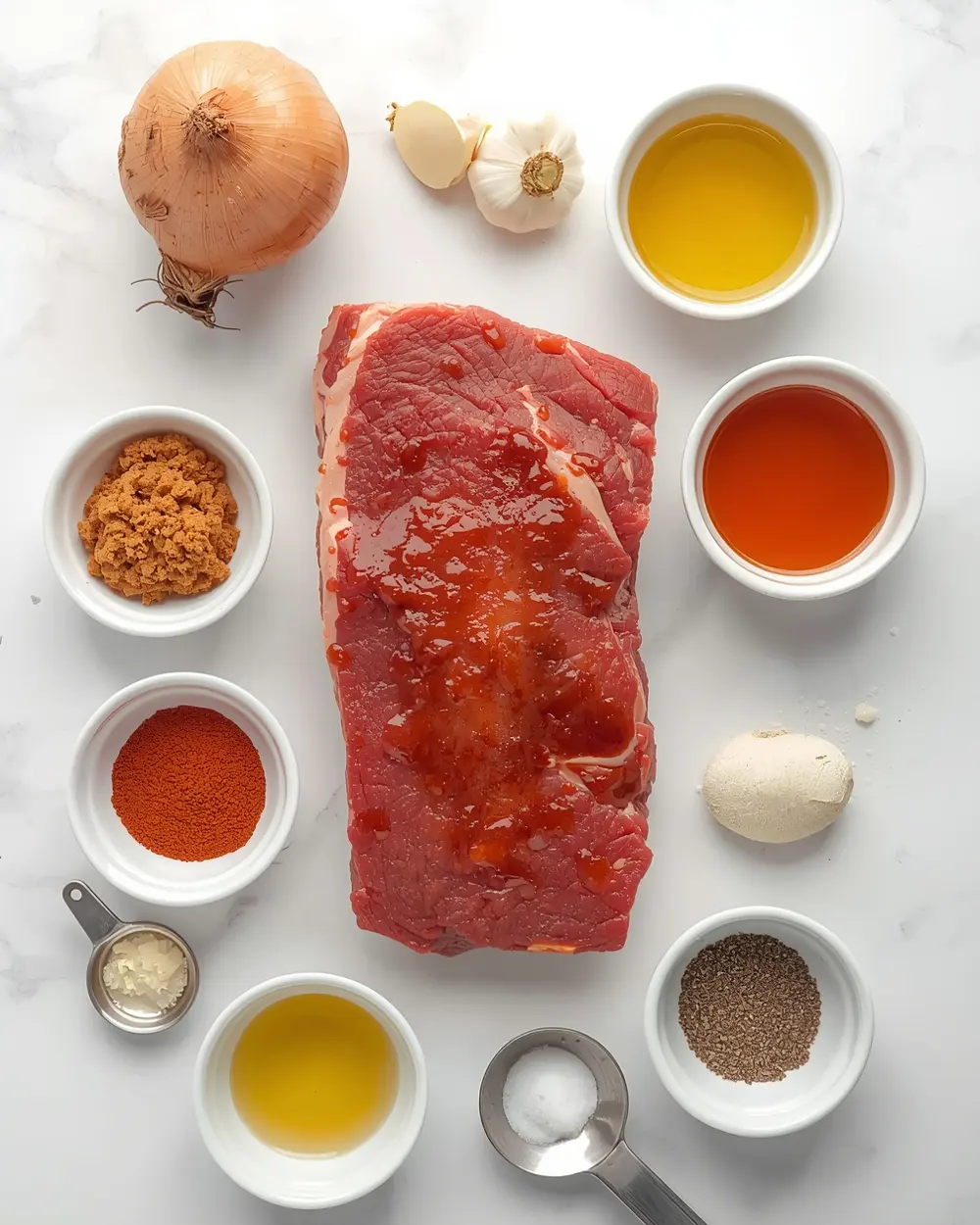 Ingredients for BBQ beef brisket slow cooker crowd