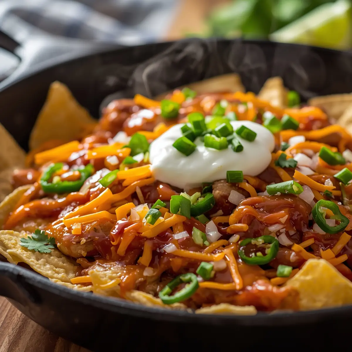 Cooking instructions for BBQ chicken nachos party