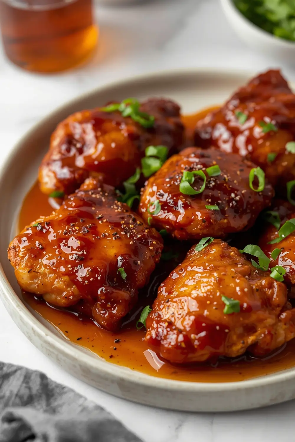 BBQ chicken thighs sticky crowd