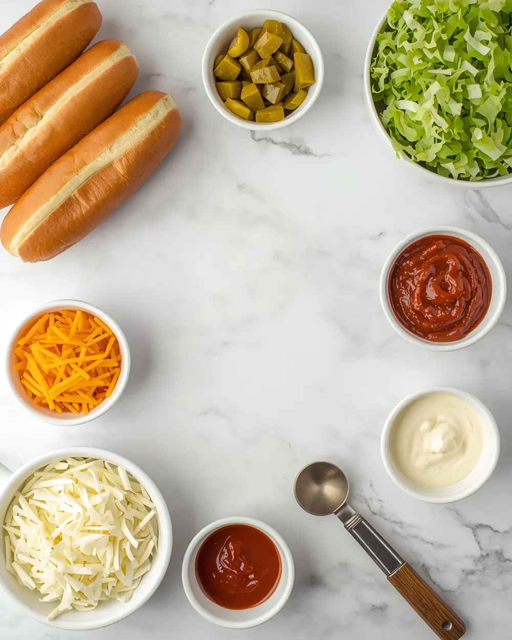 Ingredients for BBQ hot dog bar party