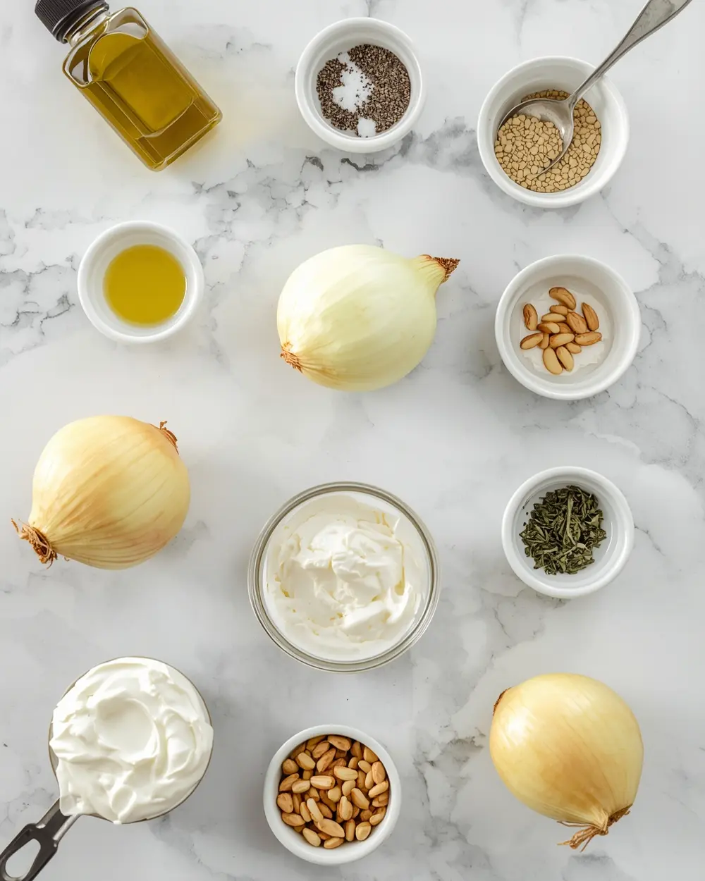Ingredients for French onion dip scratch crowd