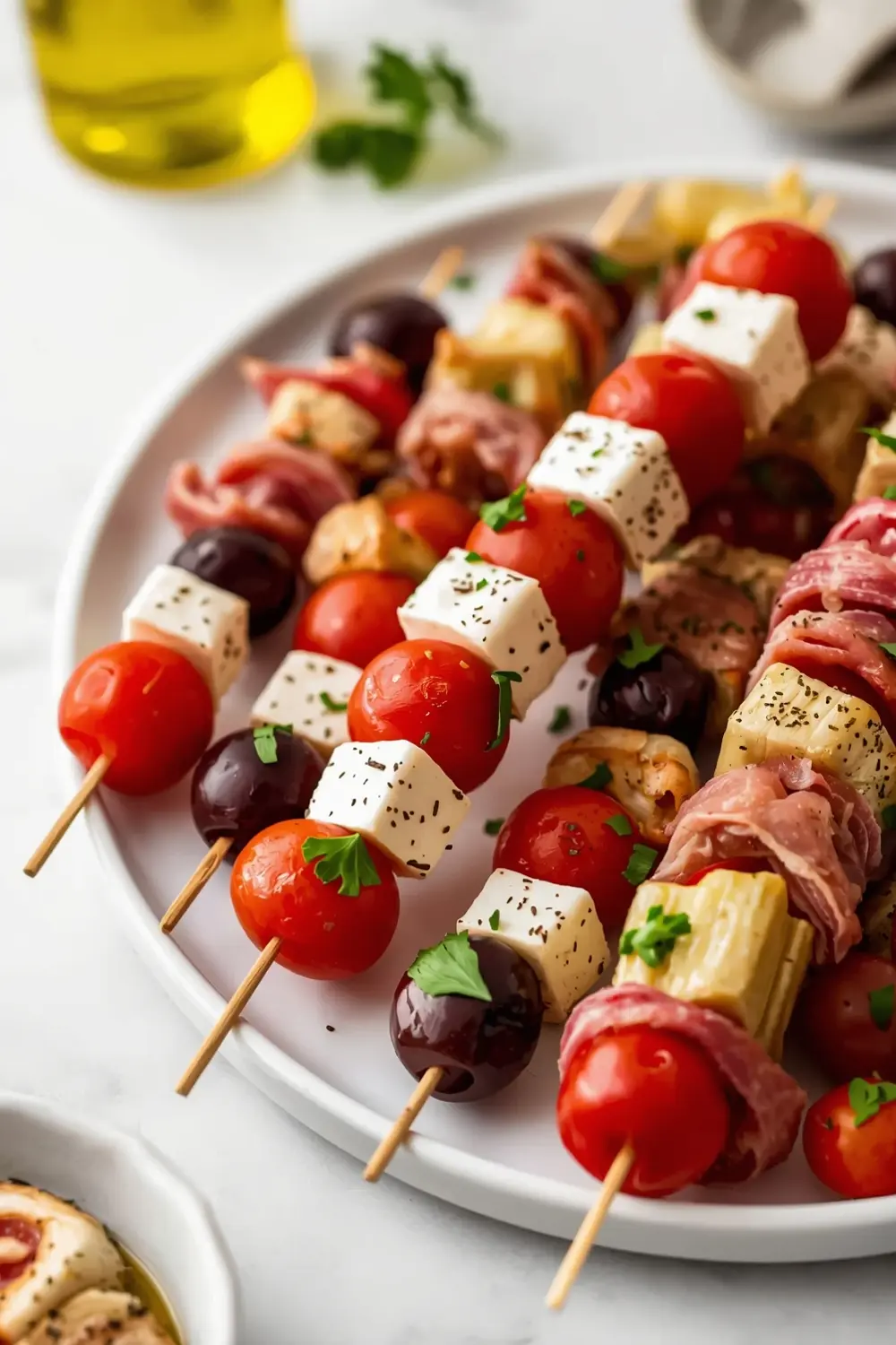 antipasto skewers olives crowd