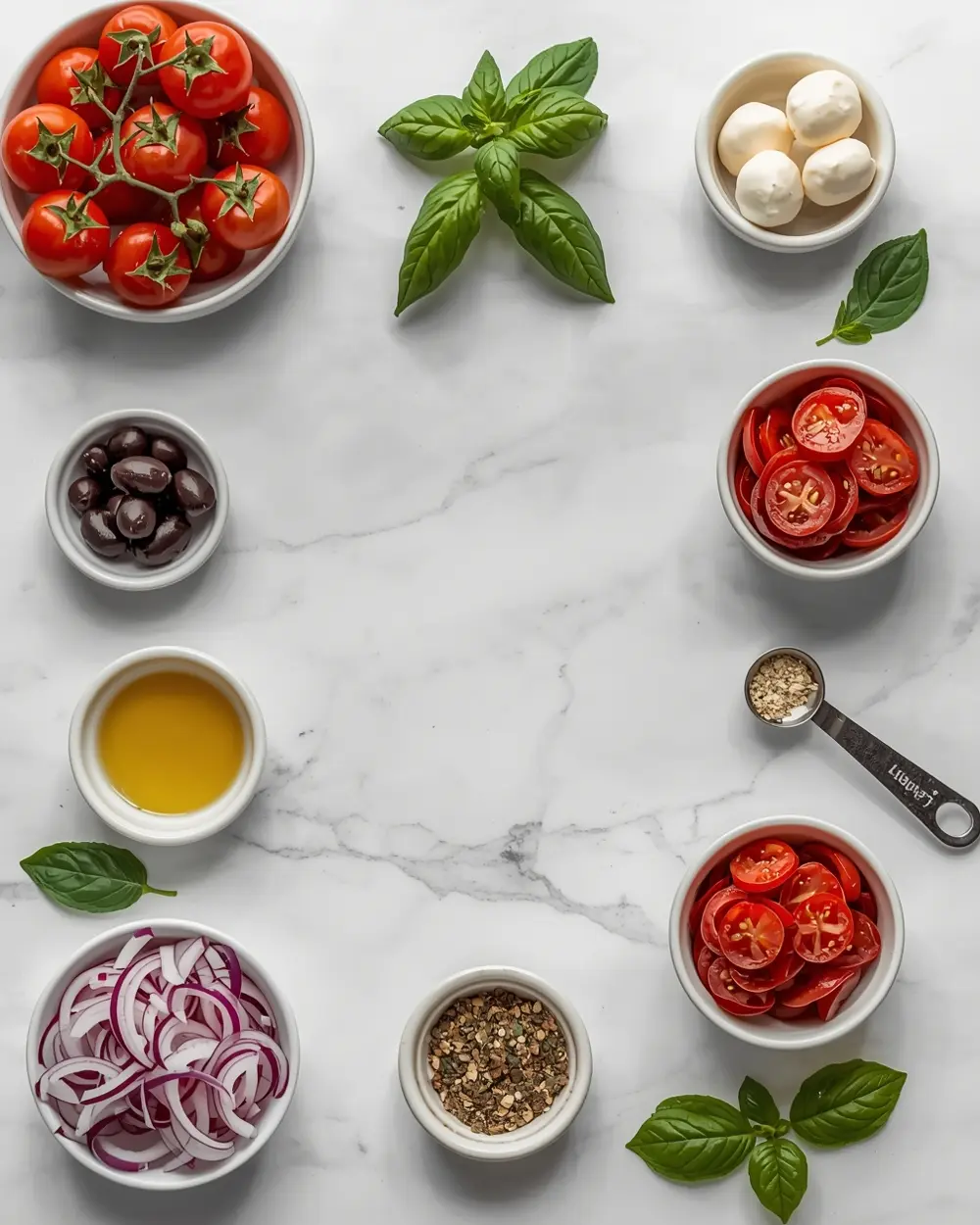 Ingredients for antipasto skewers olives crowd