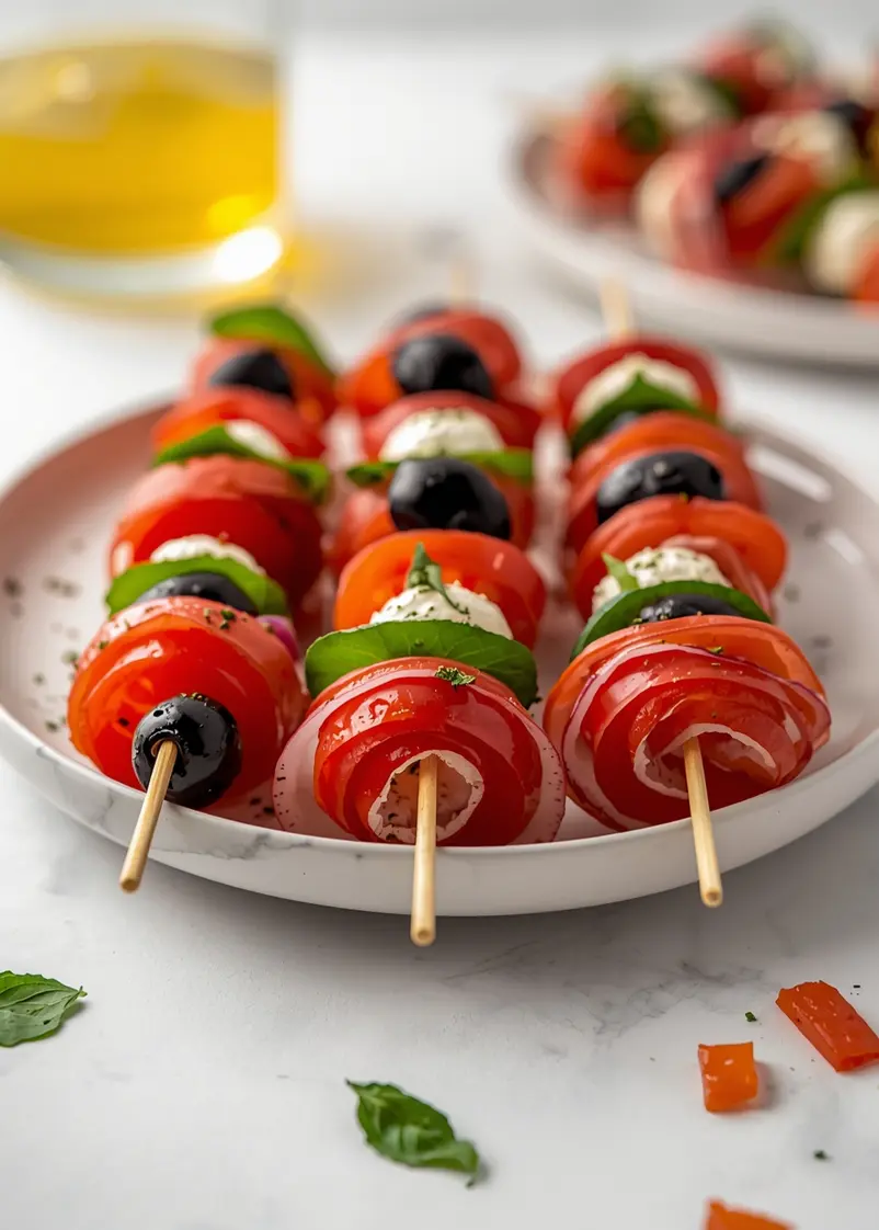 antipasto skewers olives crowd ready to serve