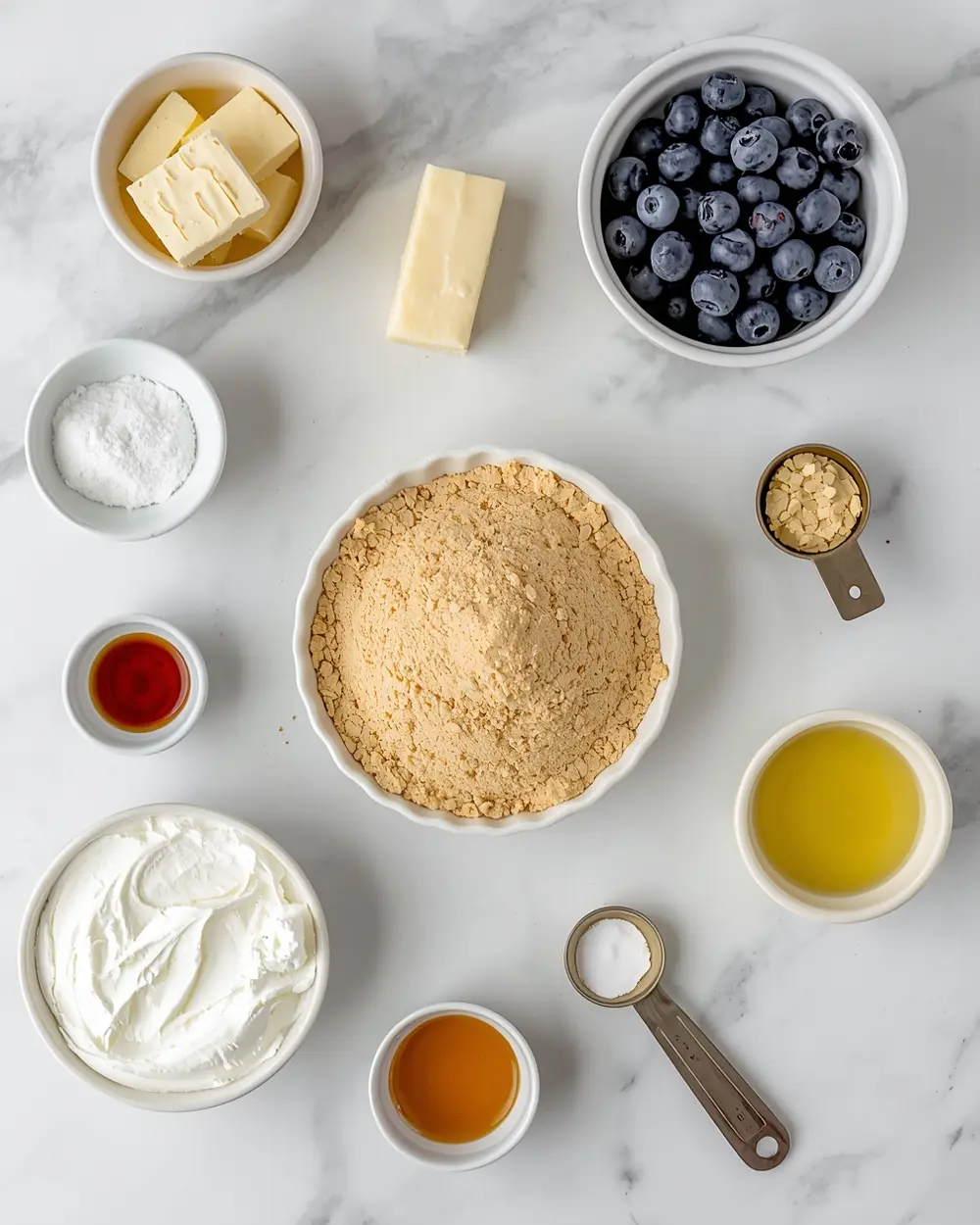 Ingredients for blueberry cheesecake bars party