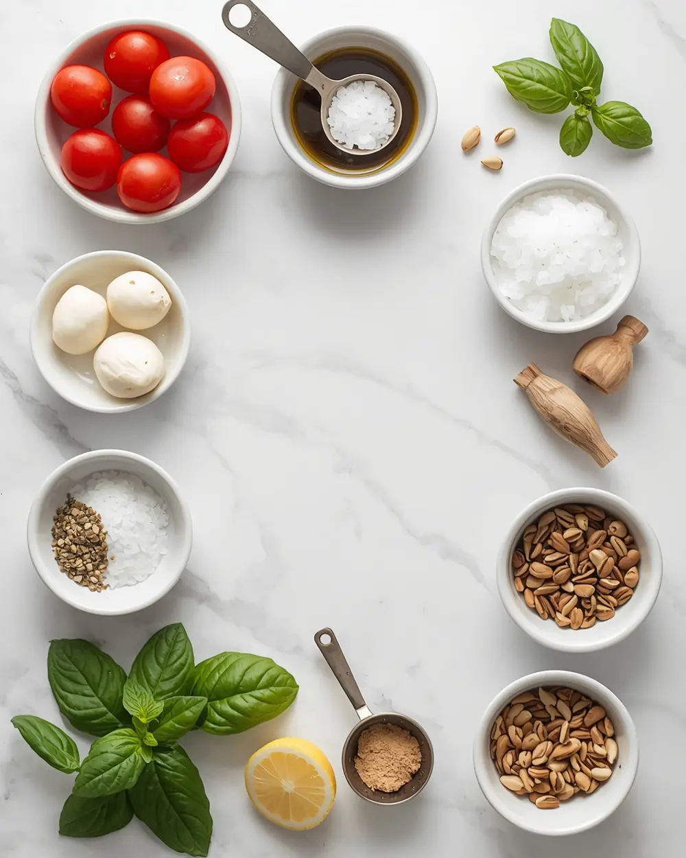 Ingredients for caprese skewers balsamic party recipe