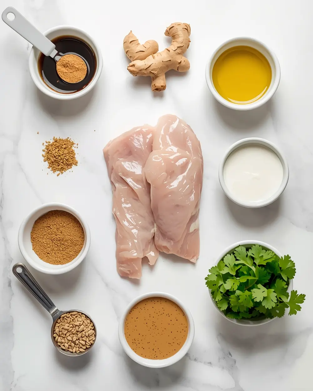 Ingredients for chicken satay peanut sauce party