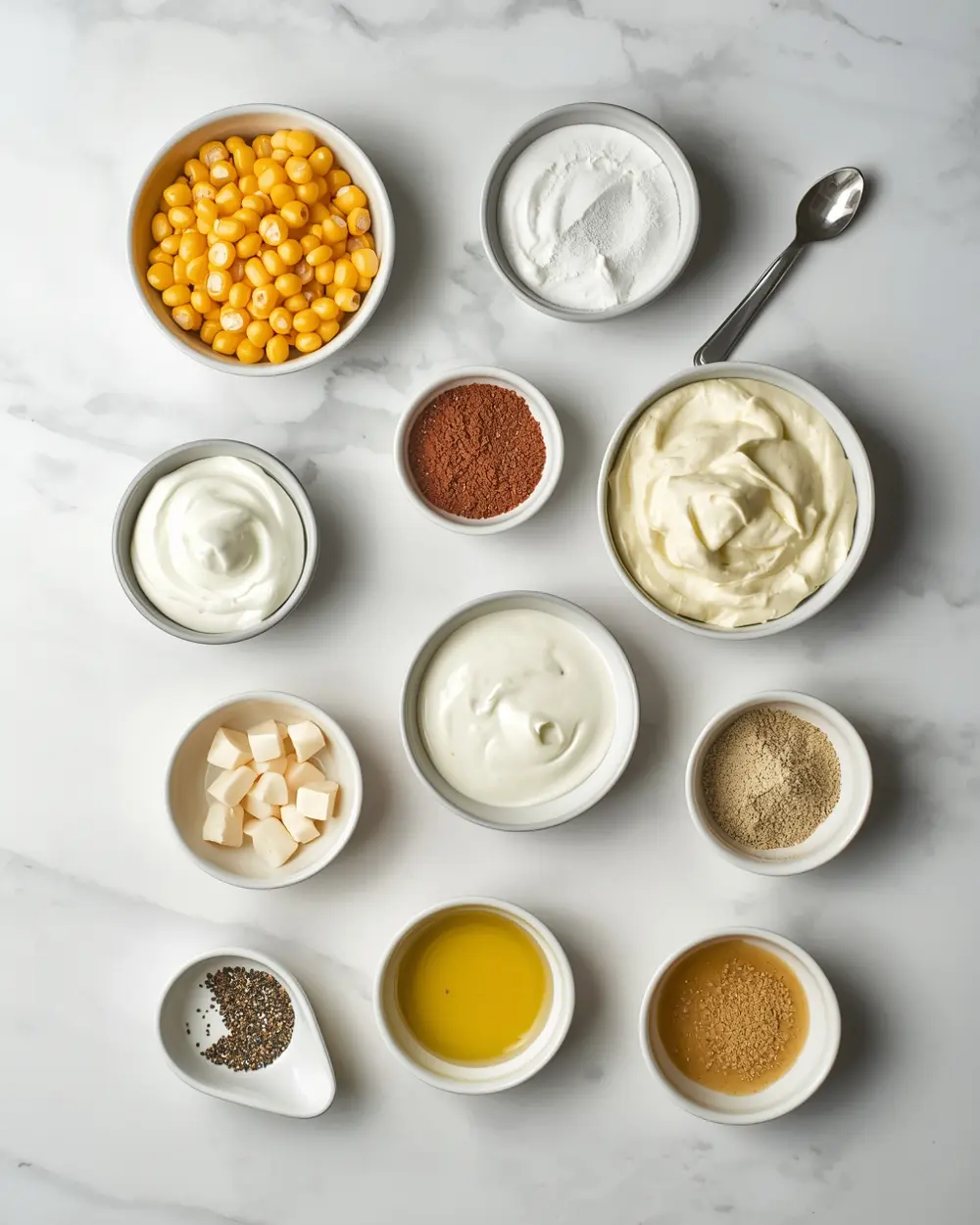 Ingredients for corn dip cream cheese crowd