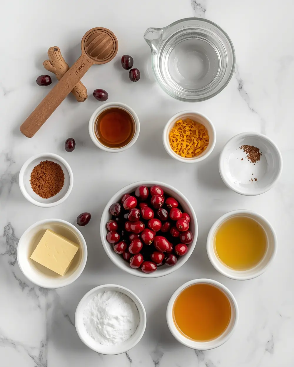 Ingredients for cranberry sauce crowd Thanksgiving