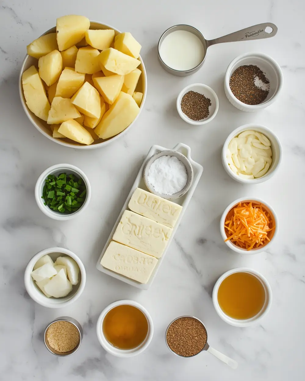 Ingredients for creamy mashed potatoes Thanksgiving crowd