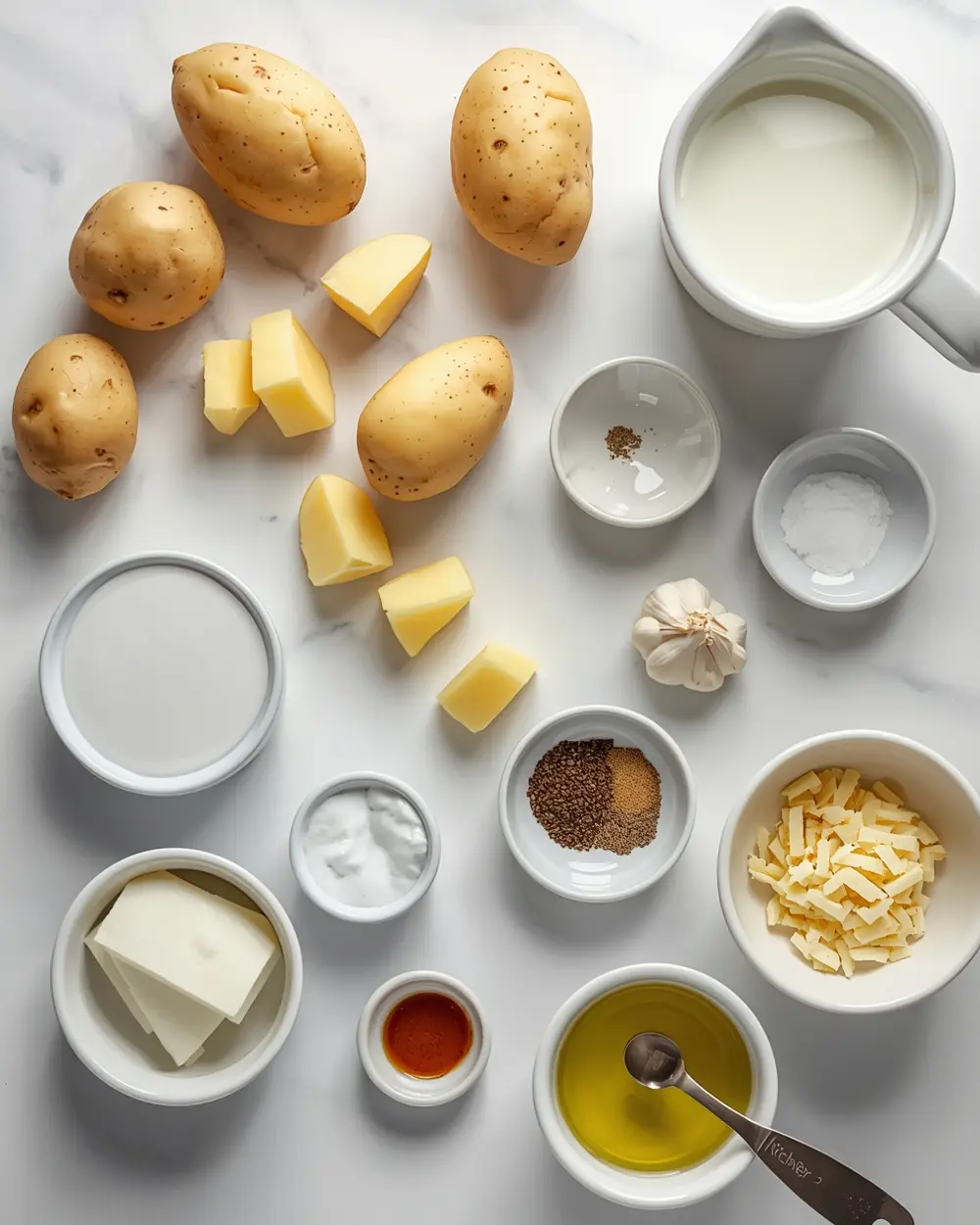 Ingredients for creamy mashed potatoes Thanksgiving crowd