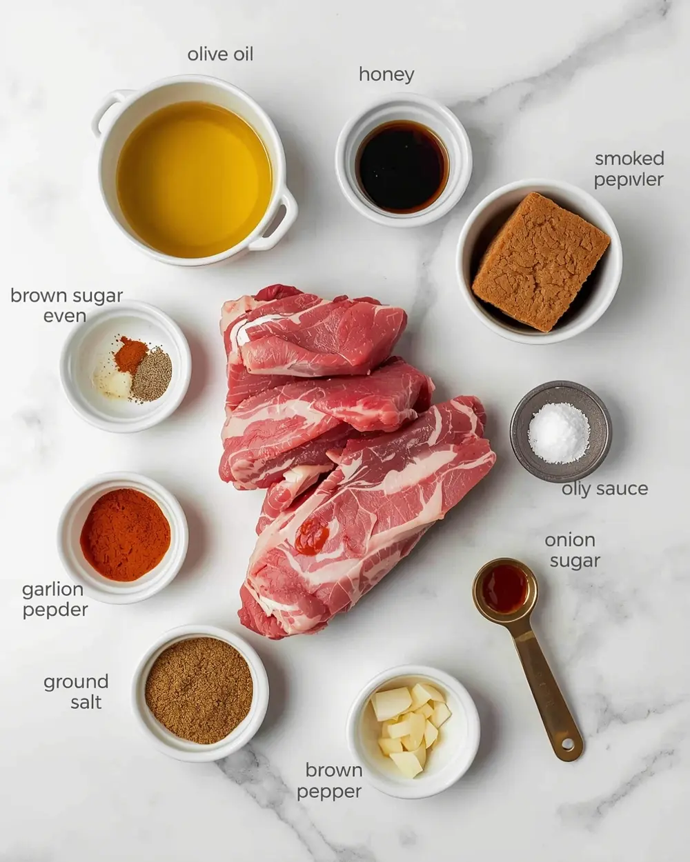 Ingredients for fall off bone oven beef ribs