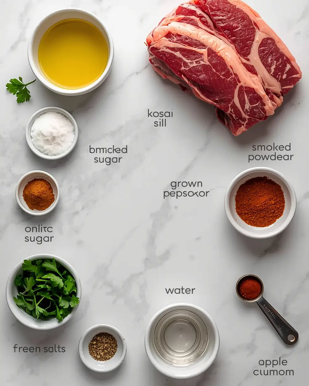 Ingredients for fall off bone oven beef ribs