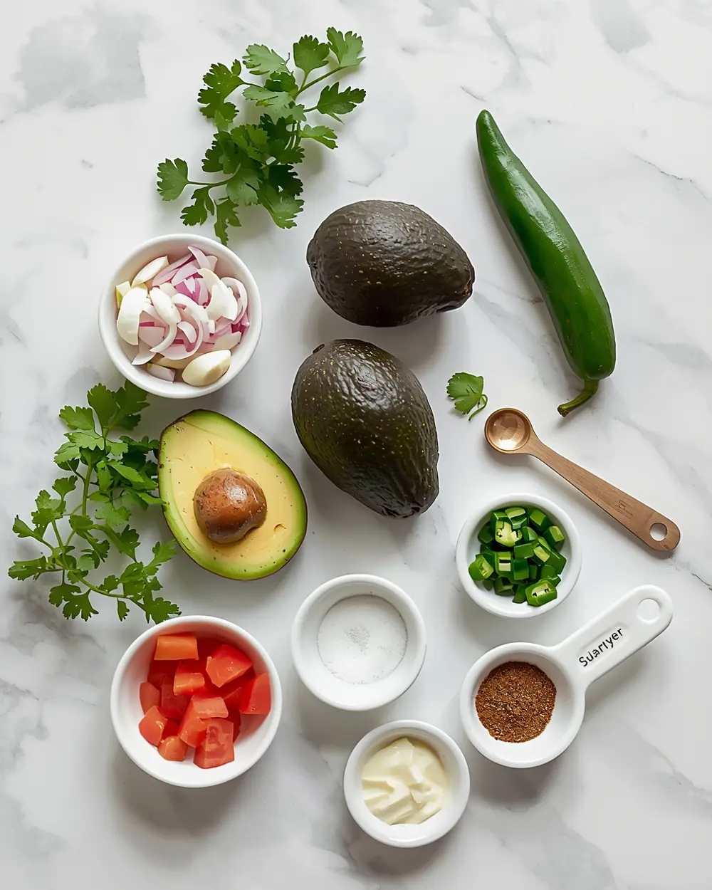Ingredients for fresh guacamole crowd