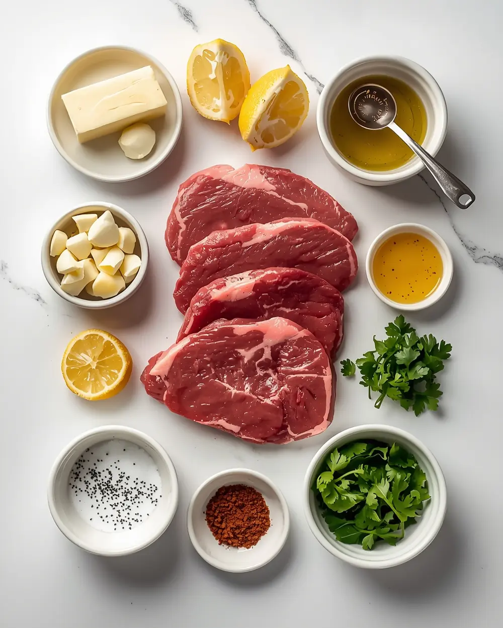 Ingredients for garlic butter grilled steak crowd