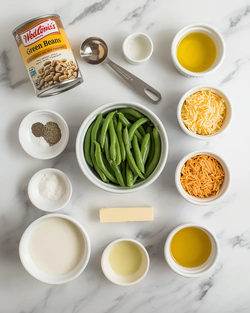 Ingredients for green bean casserole Thanksgiving sharing
