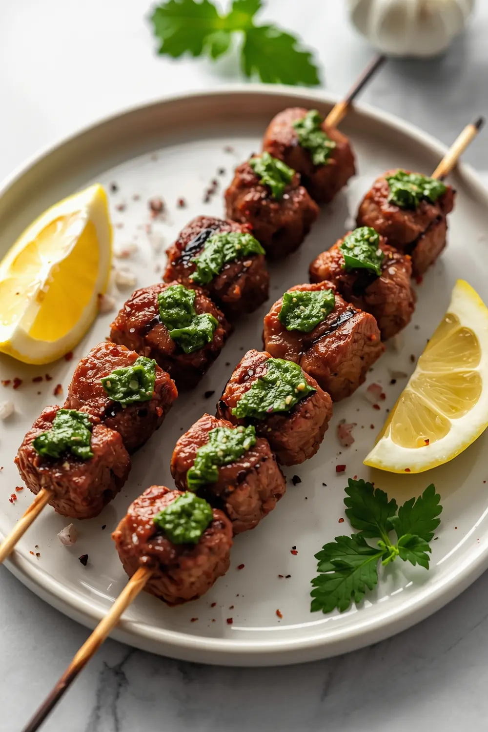 grilled beef skewers chimichurri