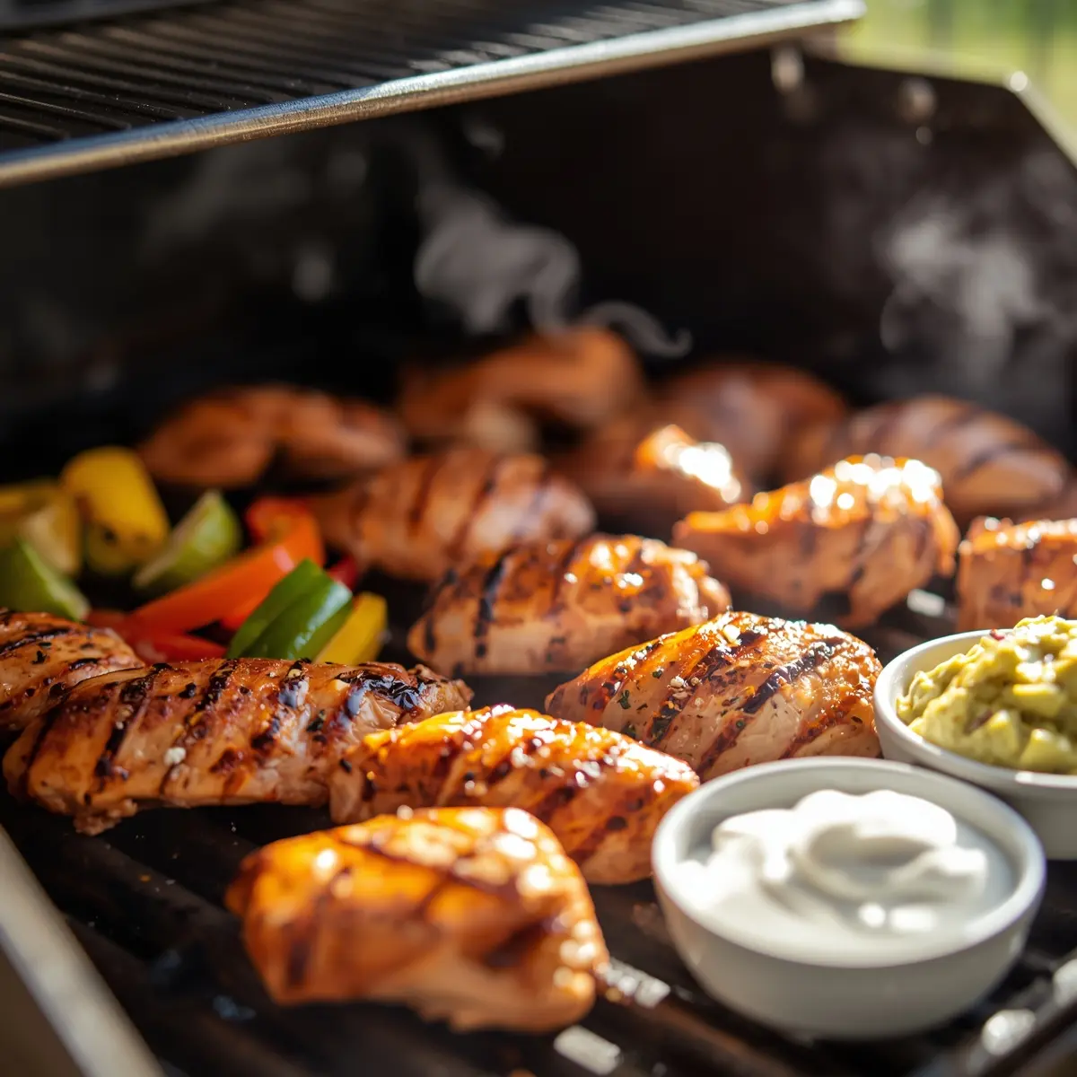 Cooking instructions for grilled chicken fajita bar