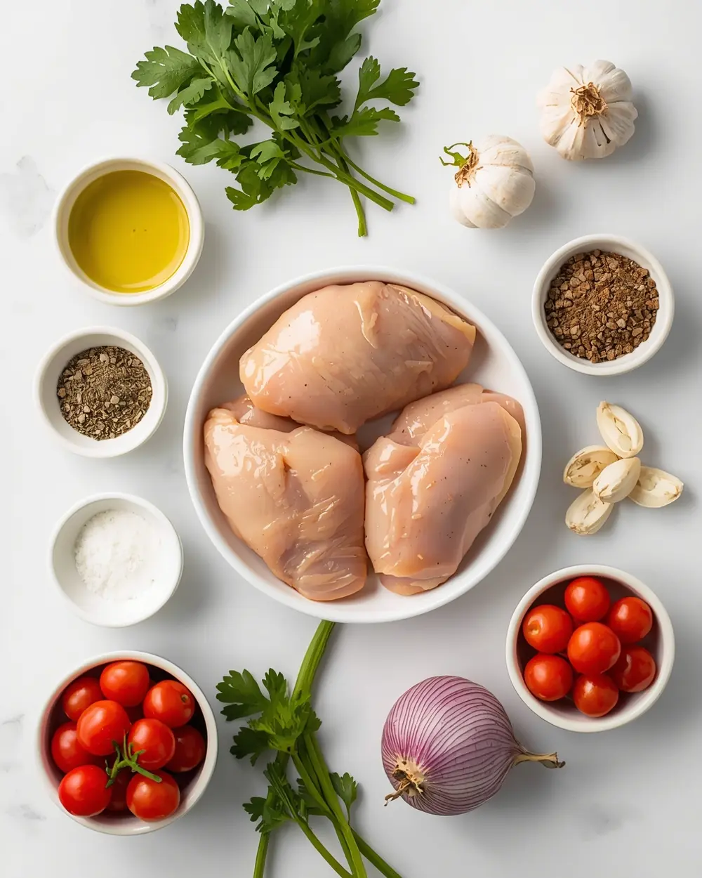 Ingredients for grilled chicken kabobs crowd
