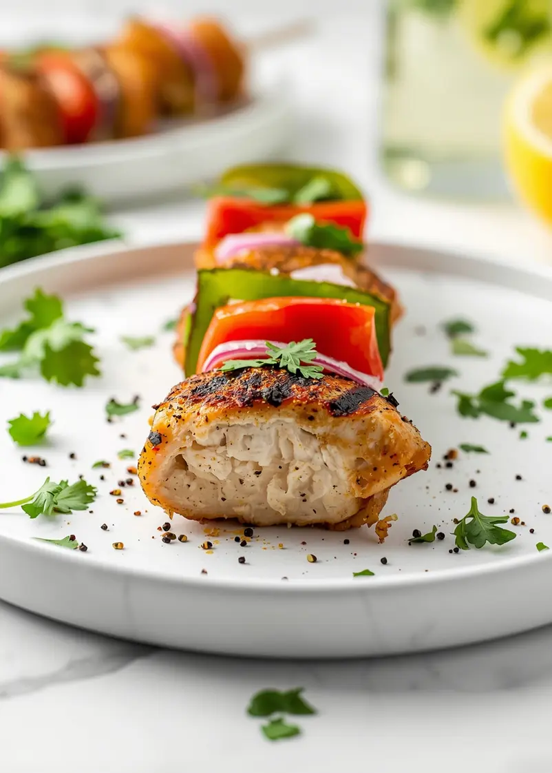 grilled chicken kabobs crowd ready to serve