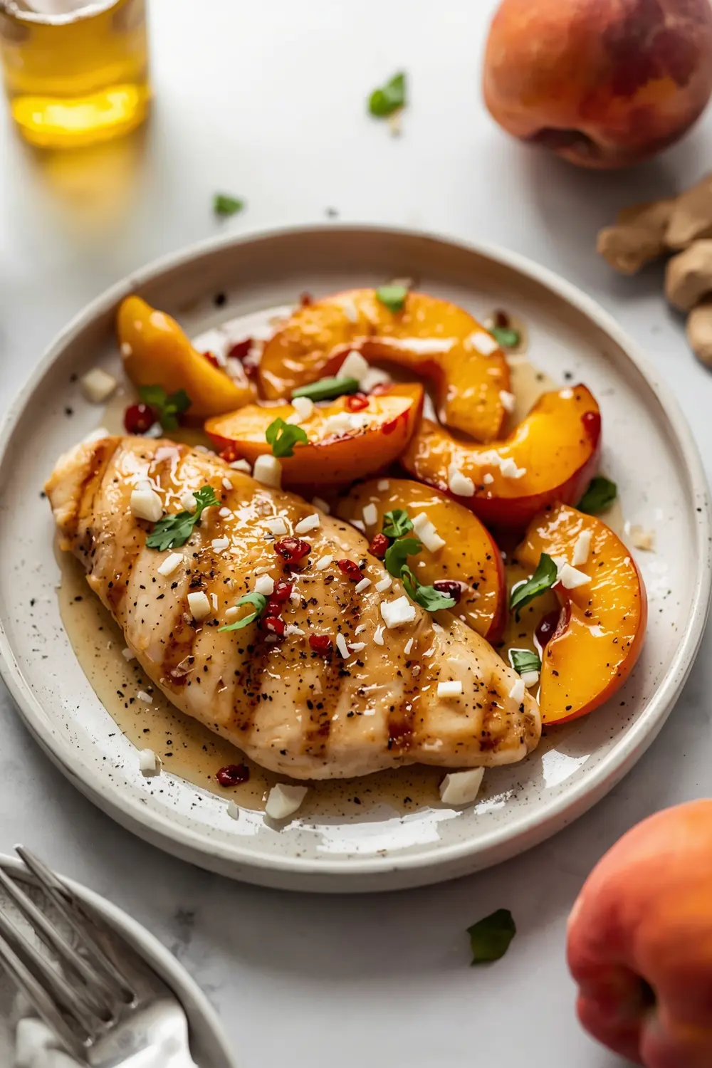 grilled chicken peach glaze summer