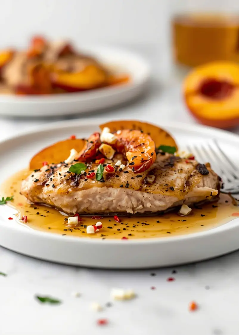 grilled chicken peach glaze summer ready to serve