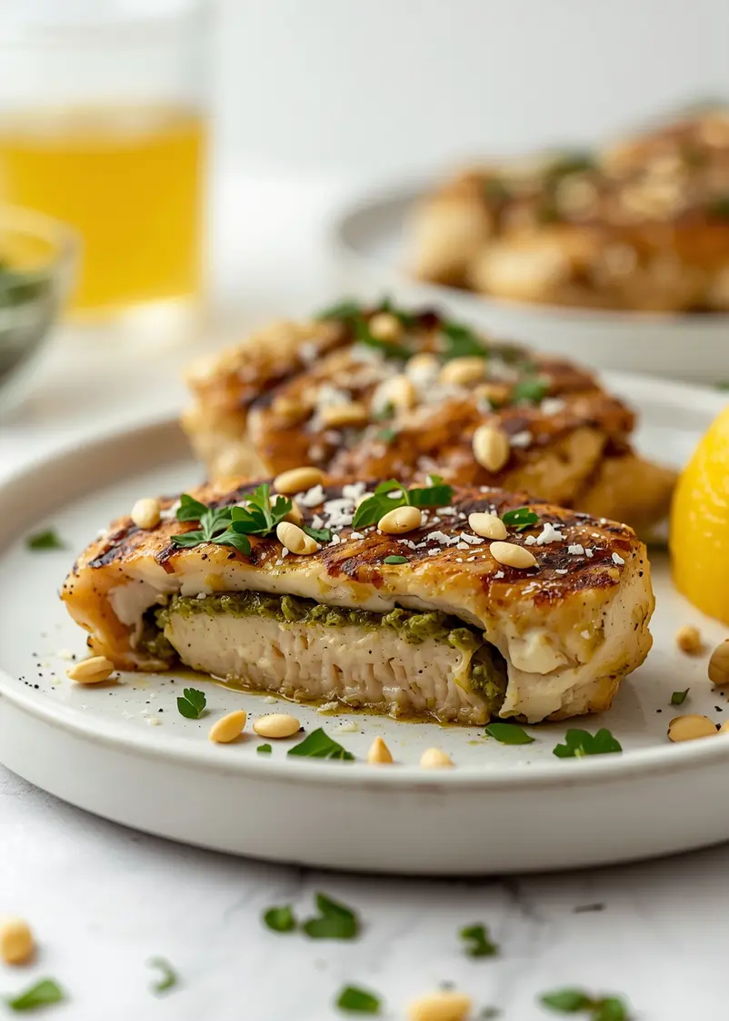 grilled chicken pesto crowd ready to serve