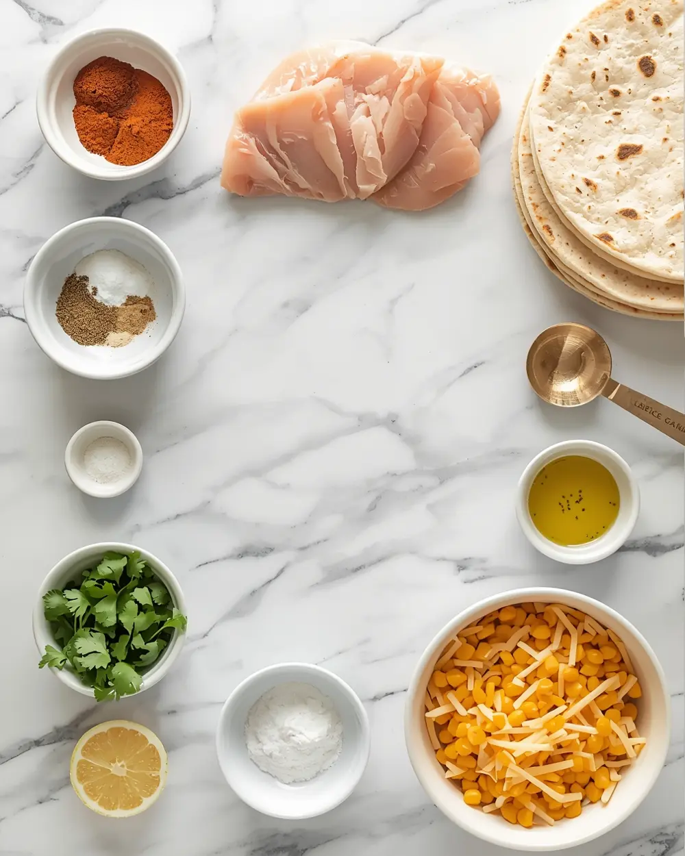 Ingredients for grilled chicken quesadillas crowd