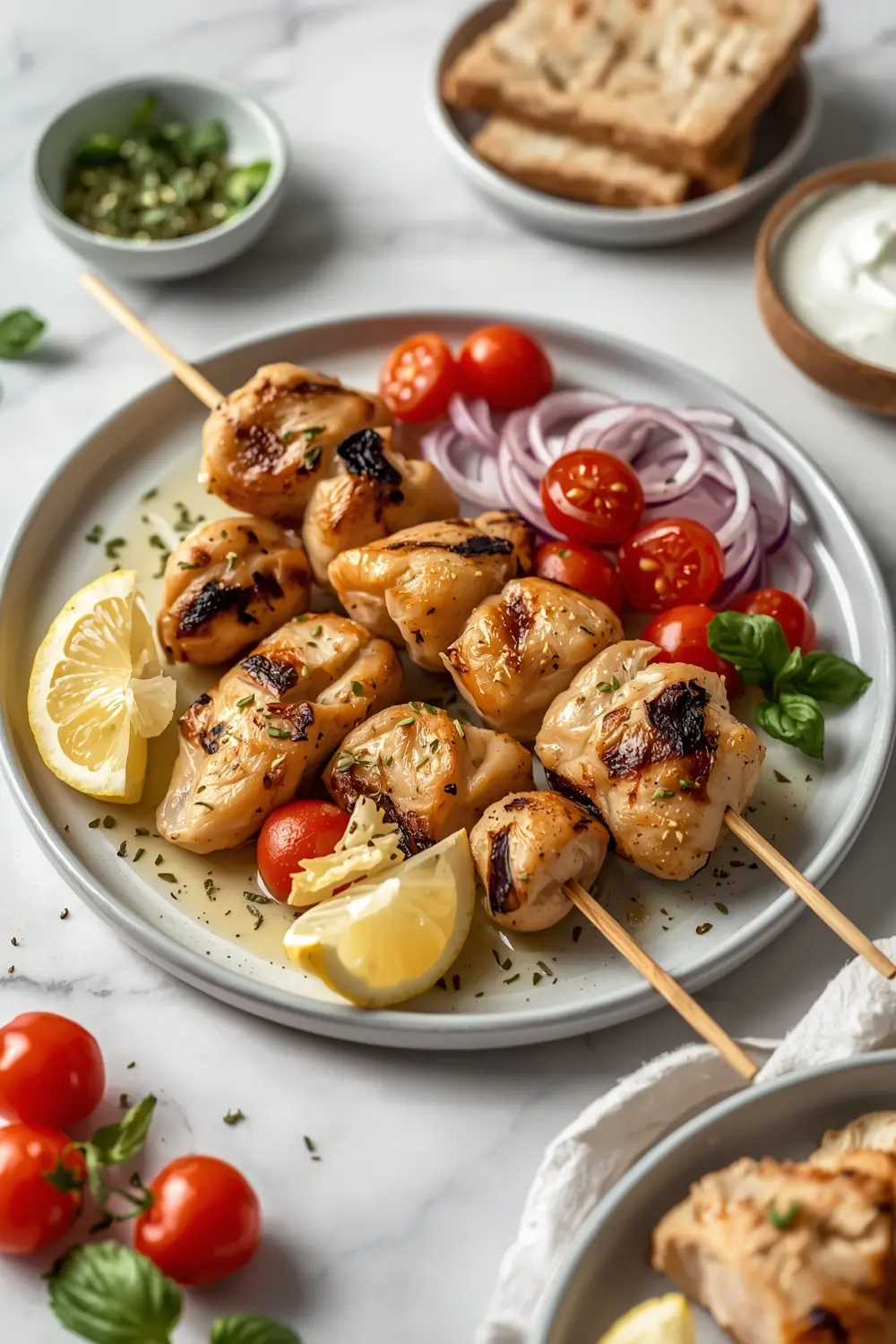 grilled chicken souvlaki Greek crowd