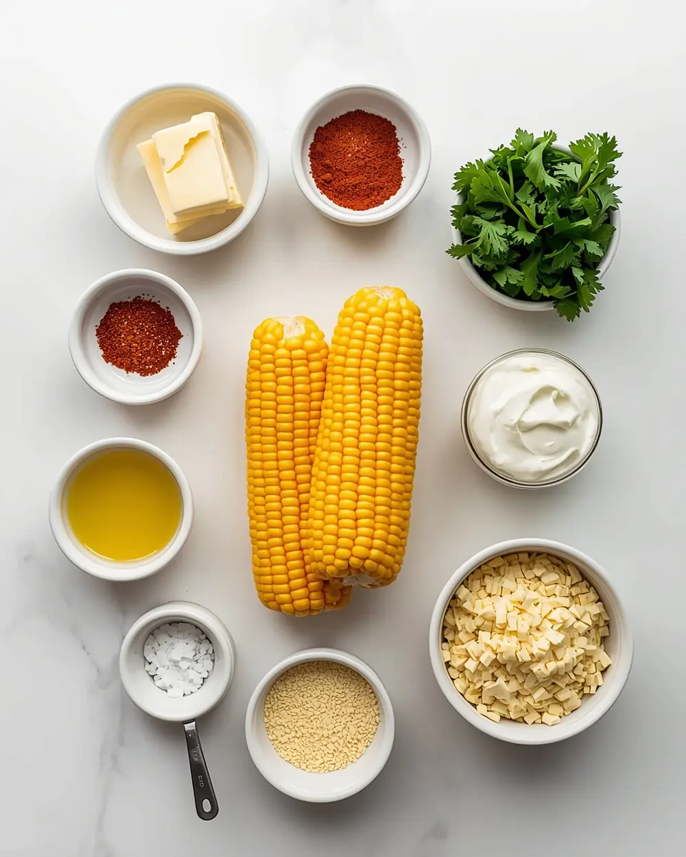Ingredients for grilled corn elotes crowd