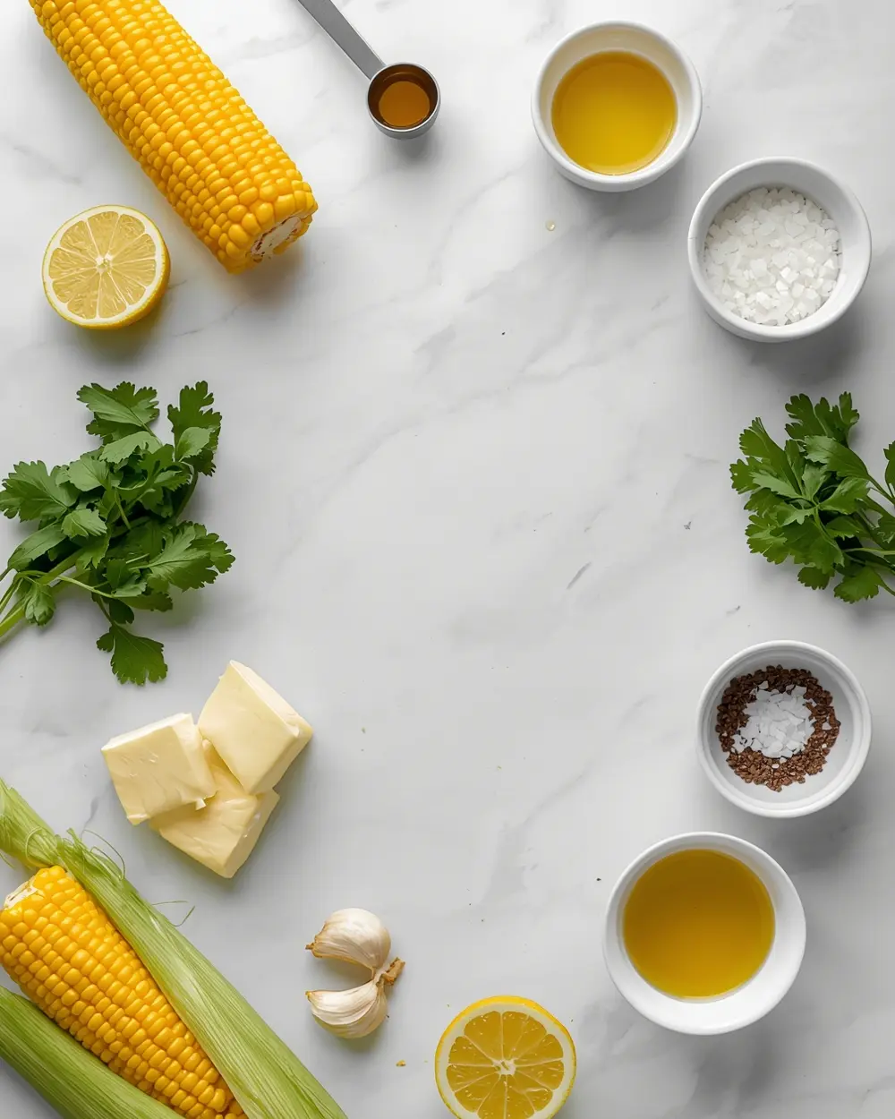 Ingredients for grilled corn herb butter crowd
