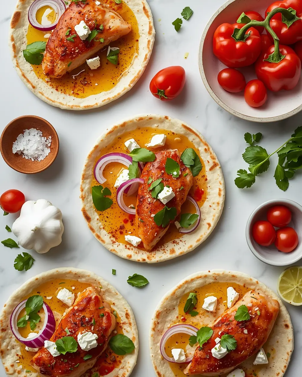 Ingredients for grilled flatbread party appetizer