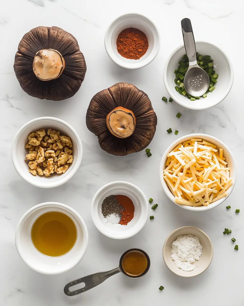 Ingredients for grilled portobello burger crowd