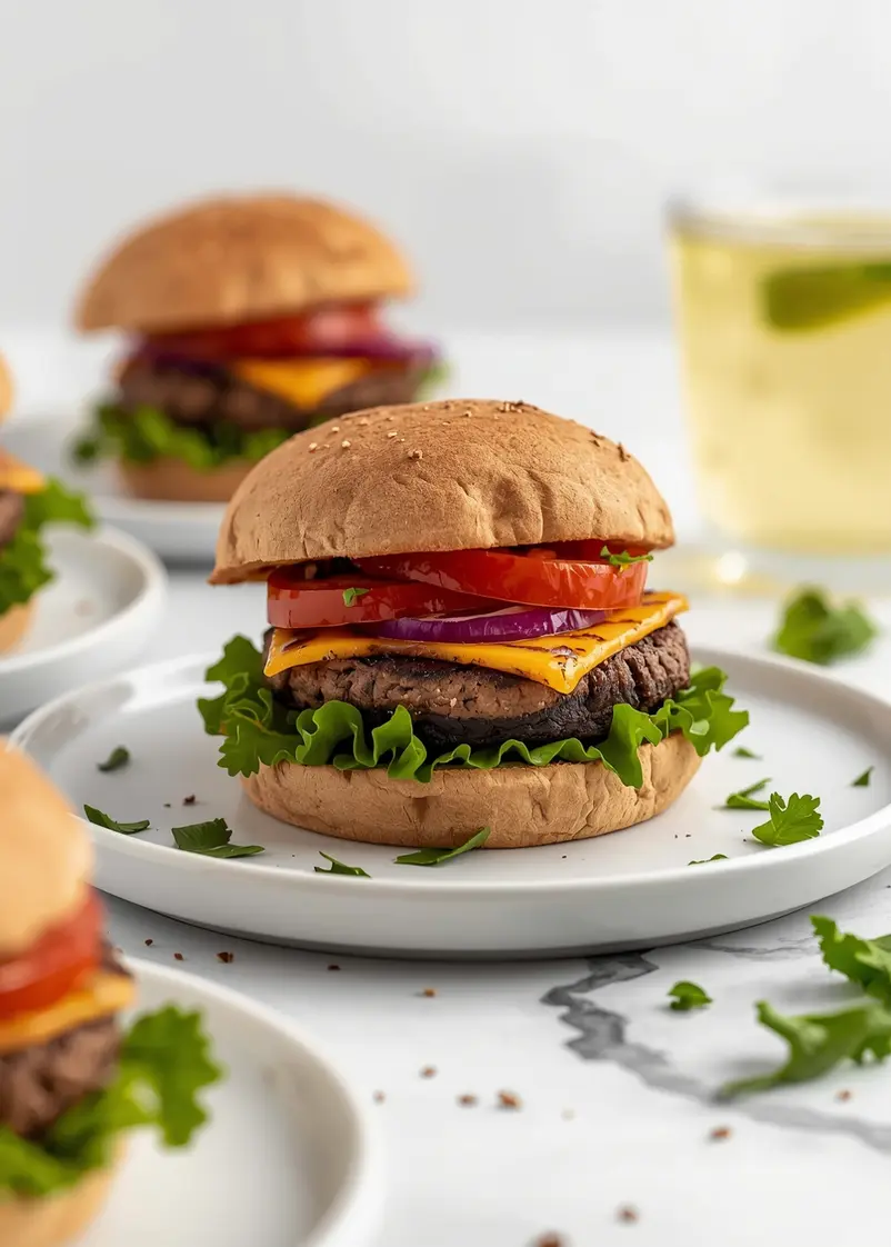 grilled portobello burger crowd ready to serve