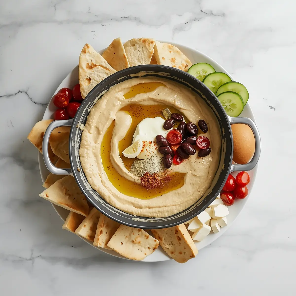 Cooking instructions for homemade hummus sharing platter