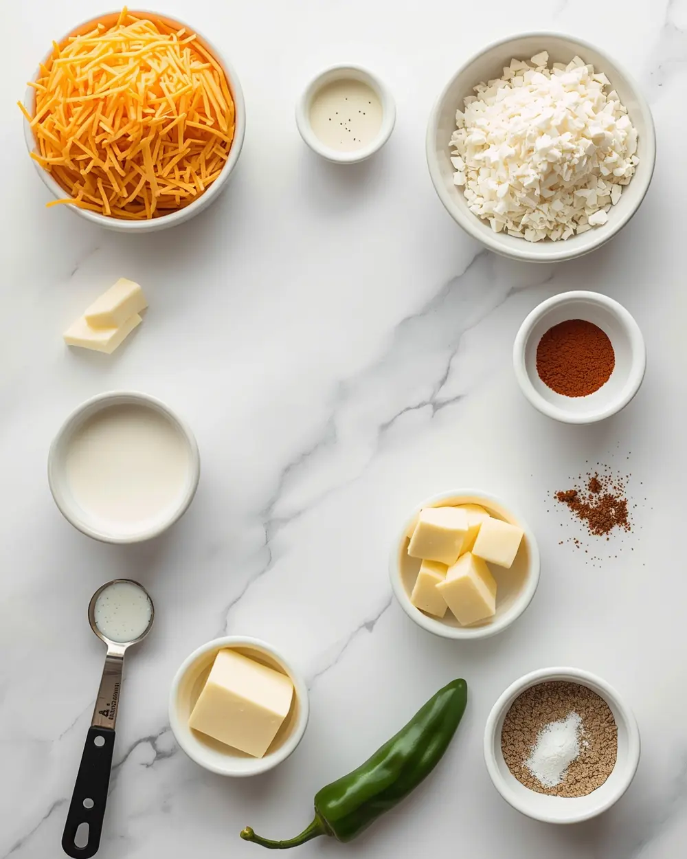 Ingredients for homemade queso dip party