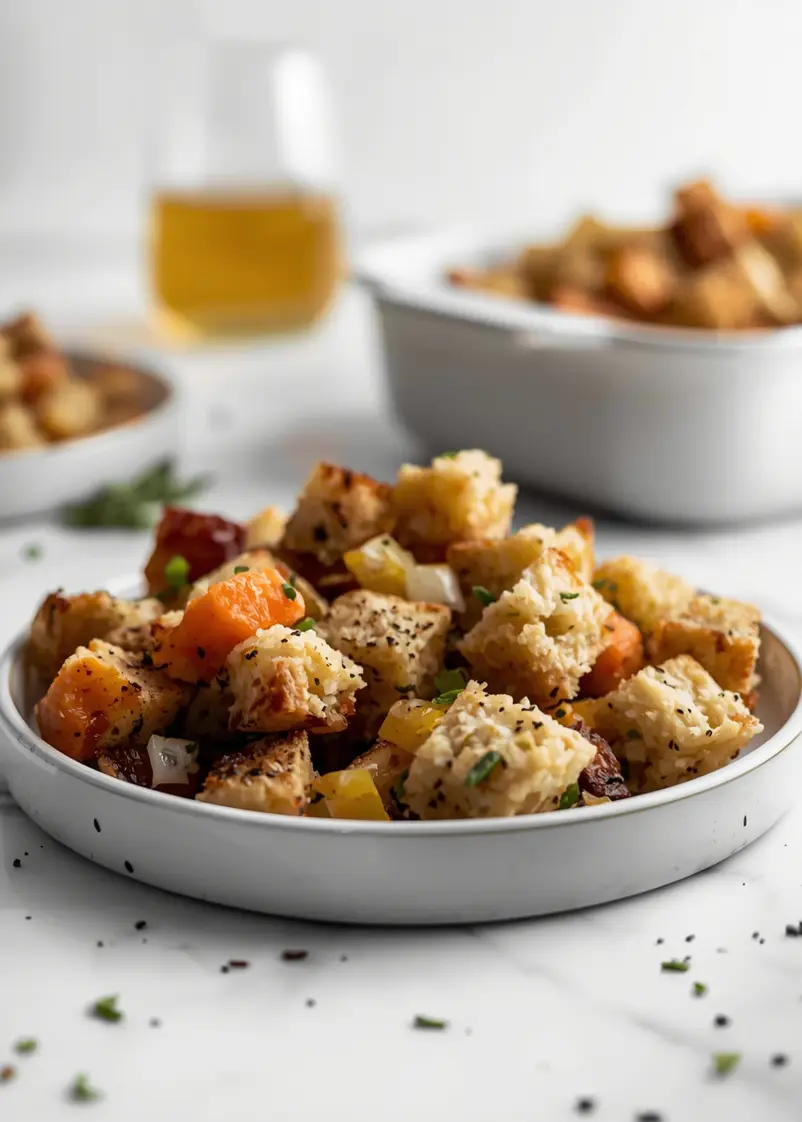 homemade stuffing Thanksgiving crowd ready to serve