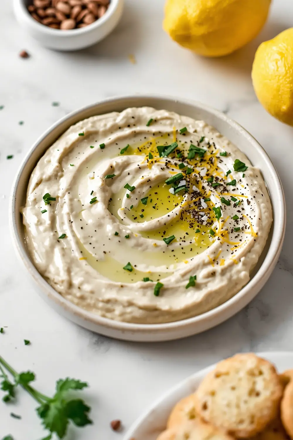 lemon herb white bean dip party