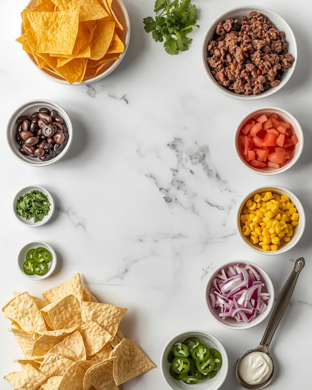 Ingredients for loaded nachos 4th july crowd