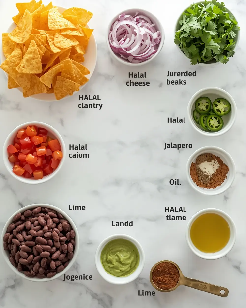 Ingredients for loaded nachos 4th july crowd