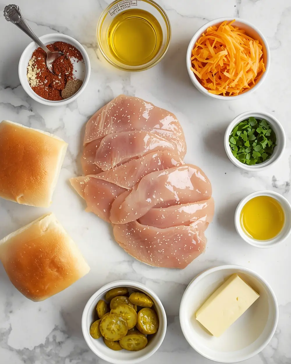 Ingredients for mini chicken sliders party