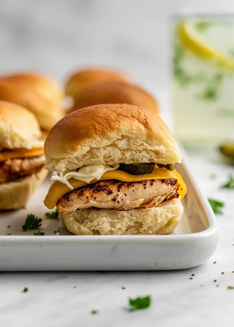 mini chicken sliders party ready to serve