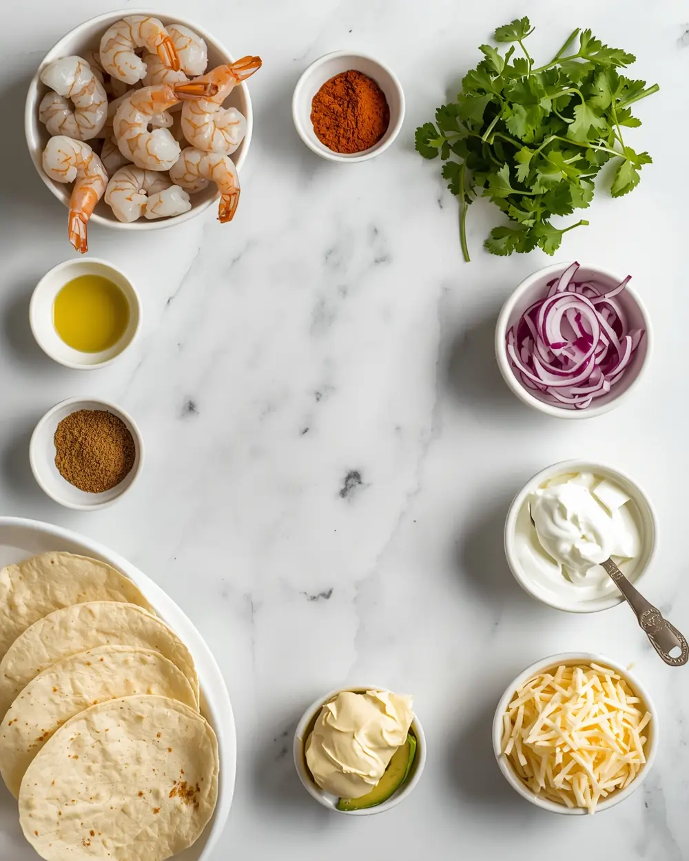 Ingredients for mini shrimp tacos party crowd